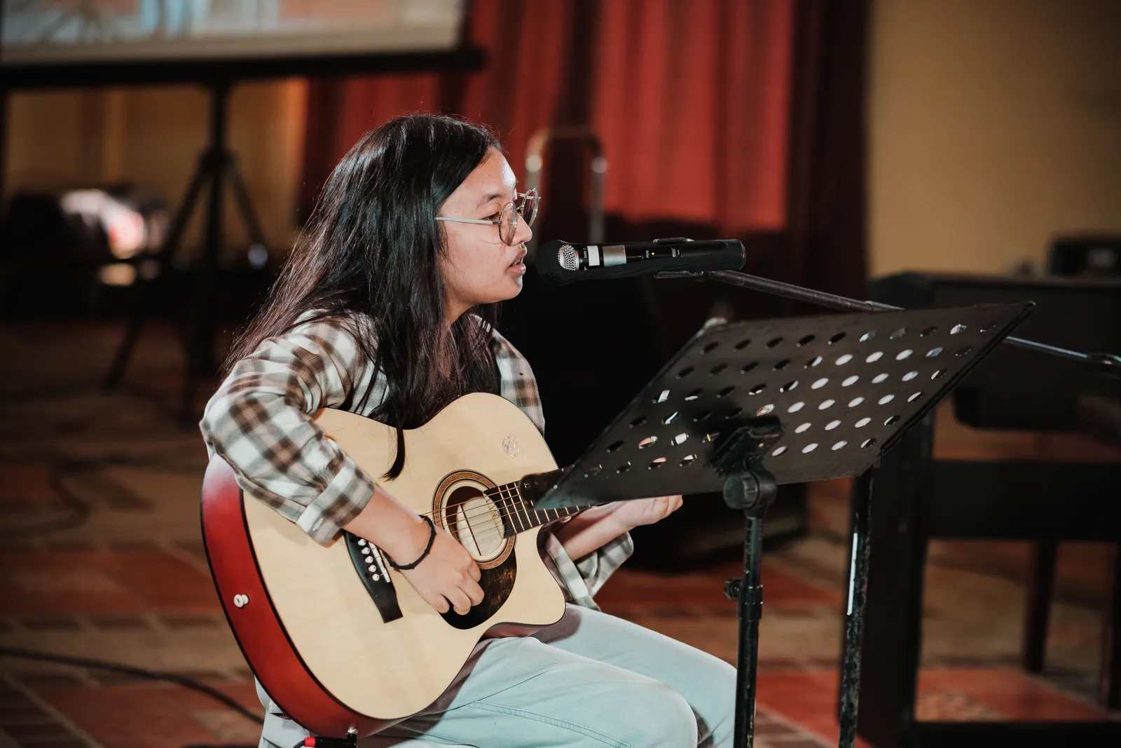 Student performing at a talent show